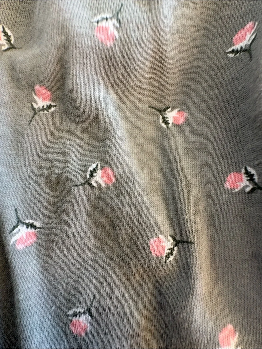H&M Olive Green Long Sleeve Dress with Pink Floral Accents